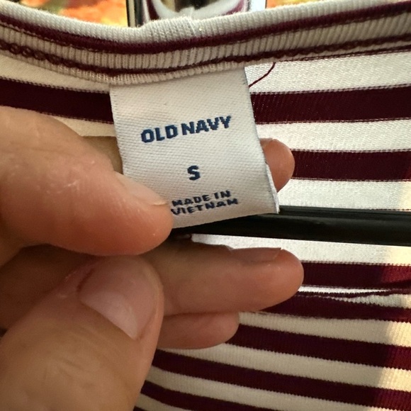 Old Navy Burgundy and White Striped Top - Picture 2 of 5